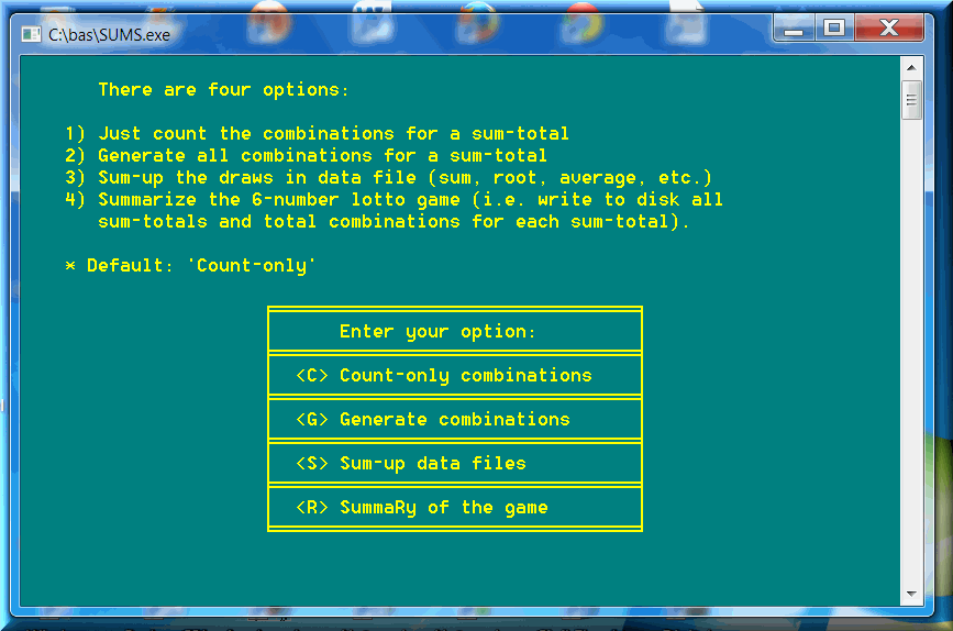 Lotto sums software has four functions for most type of lottery games, from pick 2 to Powerball, Mega Millions, Euromillions.