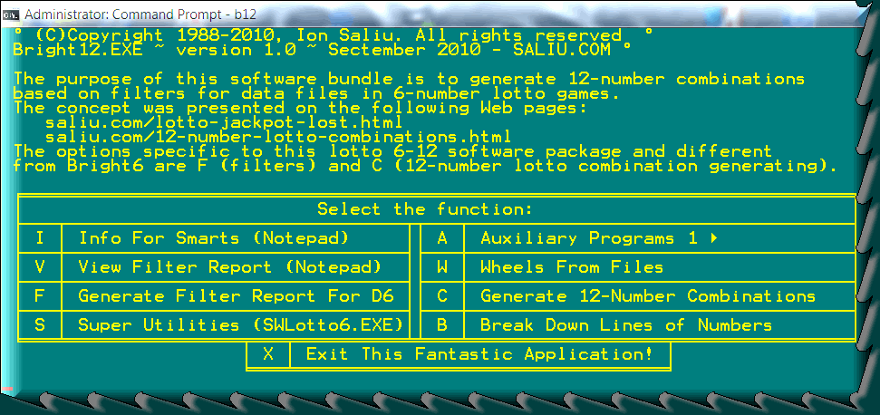 Lotto Strategy, Software: 12-Numbers Combinations in 6-Number Lotto Games.