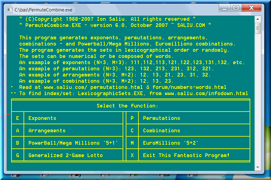 Science Software: Statistics, Probability, Odds, Combinatorial Mathematics, Algorithms.