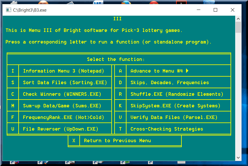 Software book #3 represents generators of pick 3 lottery sets from groups or pools of digits.