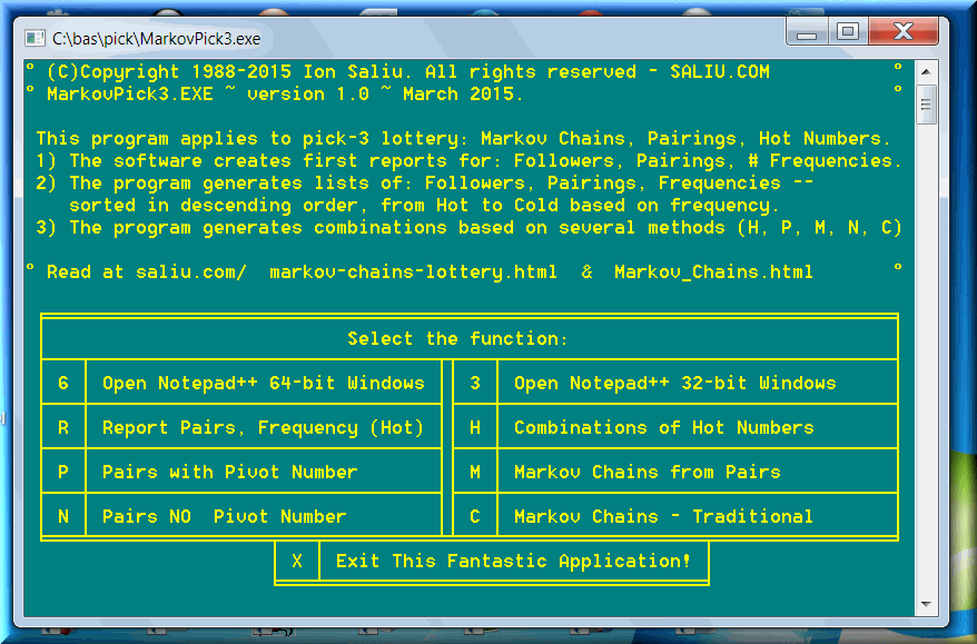 The Markov chains lotto software is based on followers and lottery pairings as well.